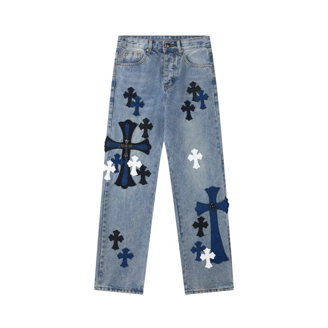 P300 💰 (Top version) [New] Chrome hearts Chrome hearts The vintage texture is reproduced vividly. Special Italian cowhide is carefully printed and then cut accurately, paired with custom-made sheepskin, and is delicately pasted with three layers of thick lines. The unique overall splicing is combined with heavy water washing and dyeing techniques, and the details show a unique sense of design.  Its three-dimensional cutting version is loose and comfortable, not flattering on your body shape, and has a first-class effect of making you taller and slimmer. The factory has exquisite craftsmanship and the original factory has strict quality control.  Color: blue Size: 28-30-32-34-36 (corresponds to S-M-L-XL-XXL)
